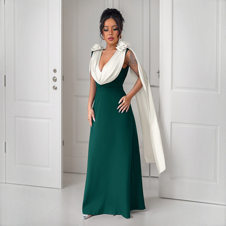 Dame Elegant Maxi-kjole med Draperede Ærmer Stilla