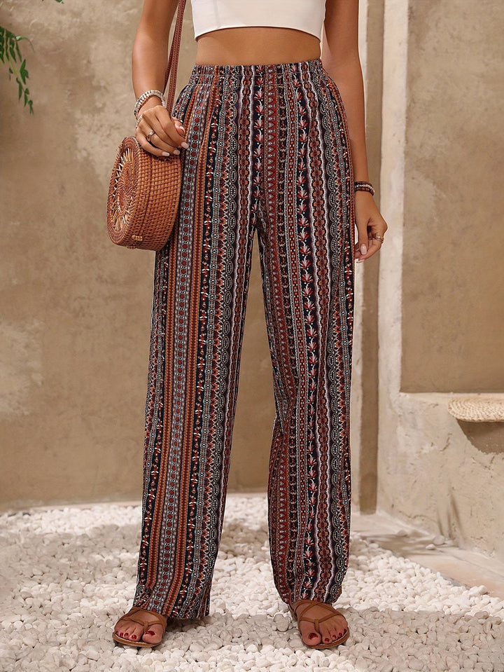 Dame Behagelige Højtaljede Bukser med legende Mønster Stilla