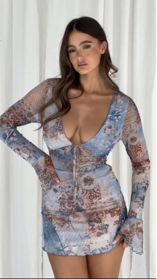Stilla | Dyb V Højkvalitets Sexy Bodycon Mini Nederdel
