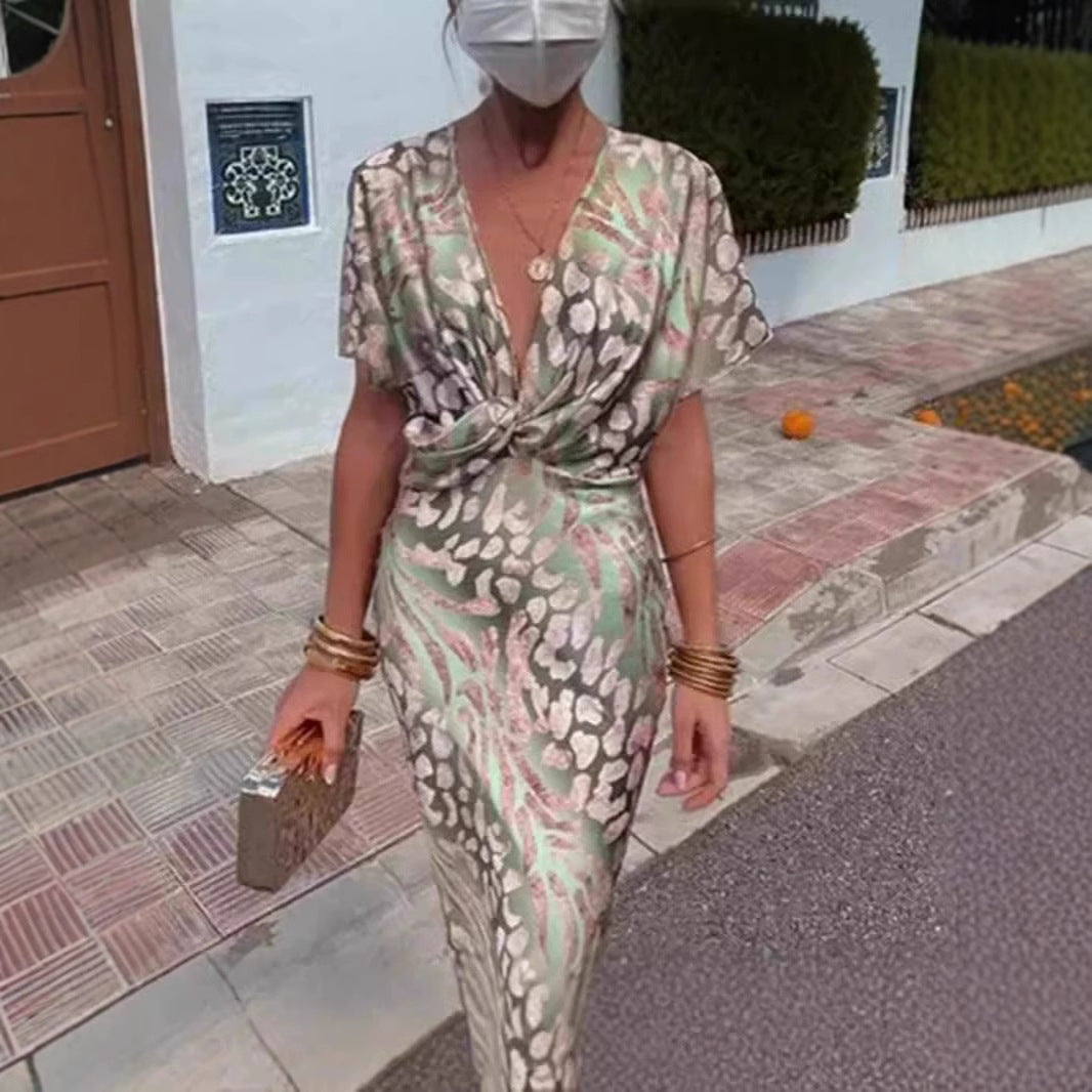 Dame Maxi-kjole med elegant indviklet overdel og blomster mønster Stilla