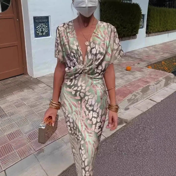 Dame Maxi-kjole med elegant indviklet overdel og blomster mønster Stilla