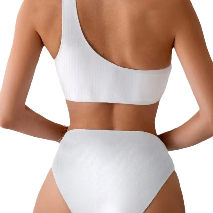 Femme En-skulder Højskåret Bikini-sæt med Ringdetalje Stilla