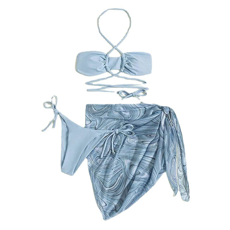 Dame bikini sæt med asymmetrisk viktekjole og moderigtig top Stilla