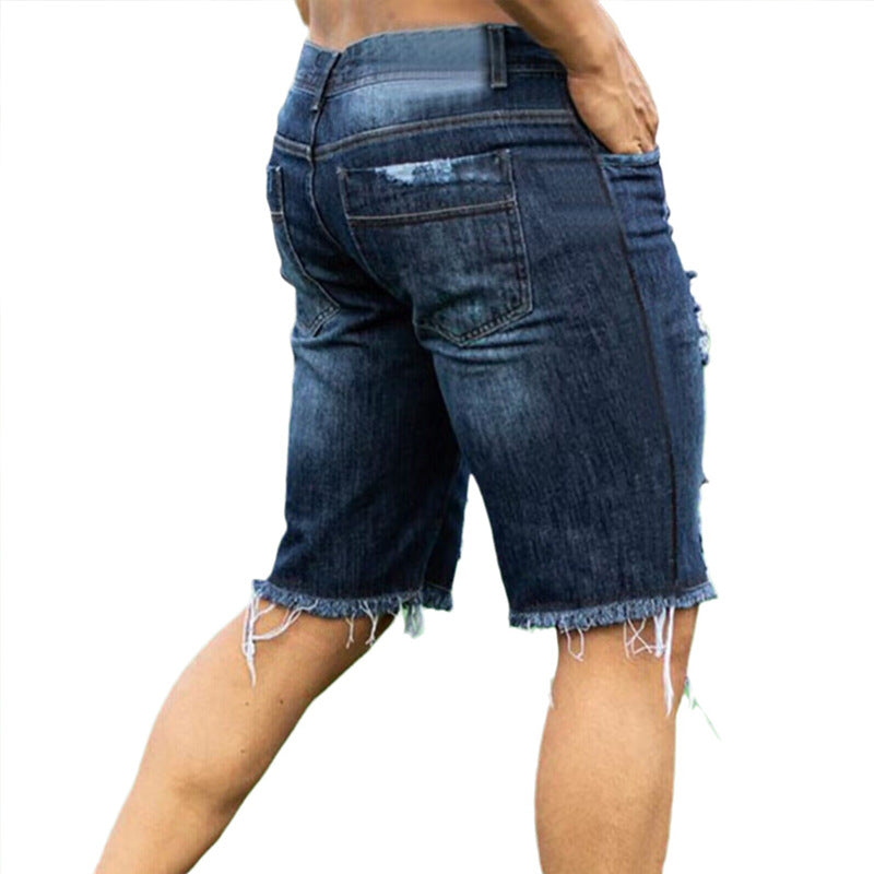 Herre Destroyed Denim Shorts i moderne Used-Look Stilla
