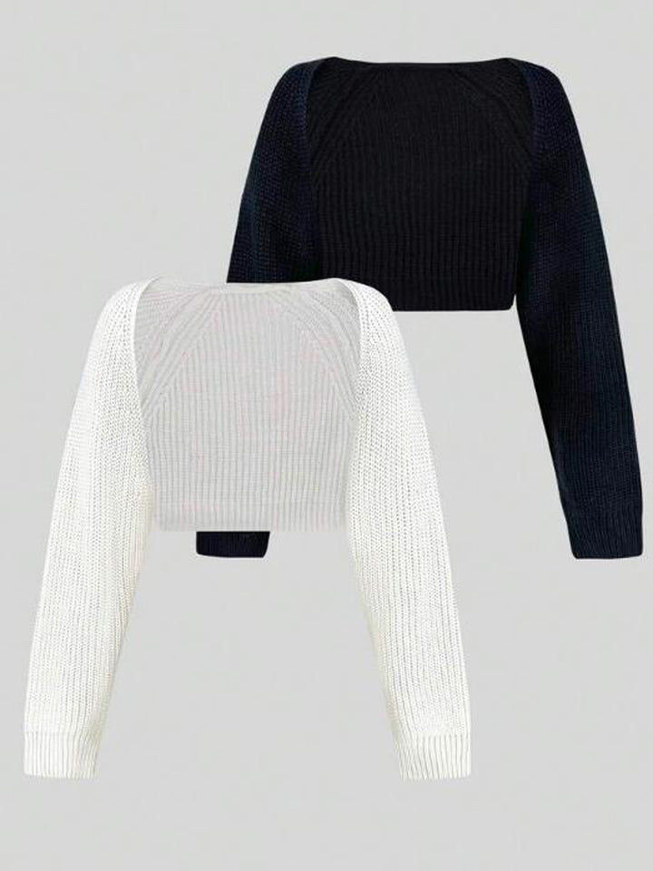 Dame cropped strikoverdel med dropped shoulders og fint ribmønster Stilla