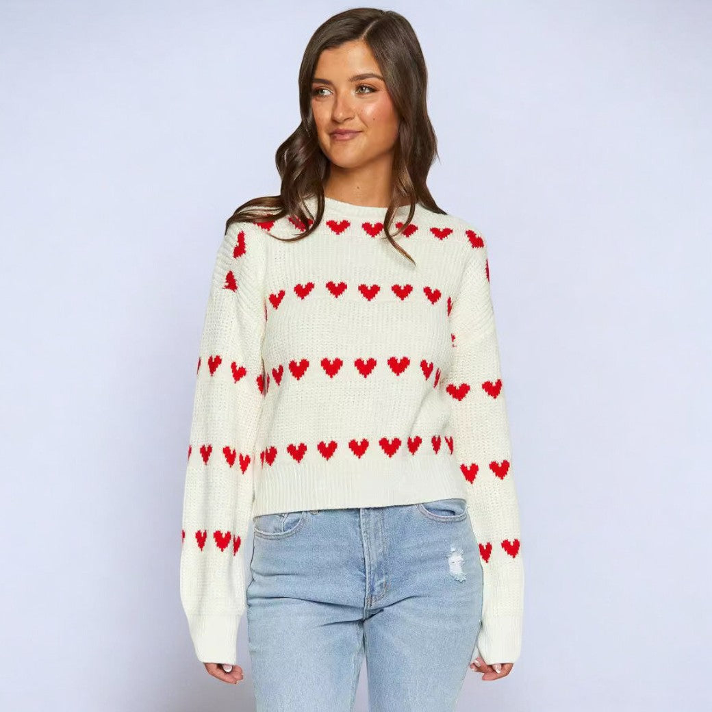 Stilla | Smuk Pullover Med Hjerte Mønster
