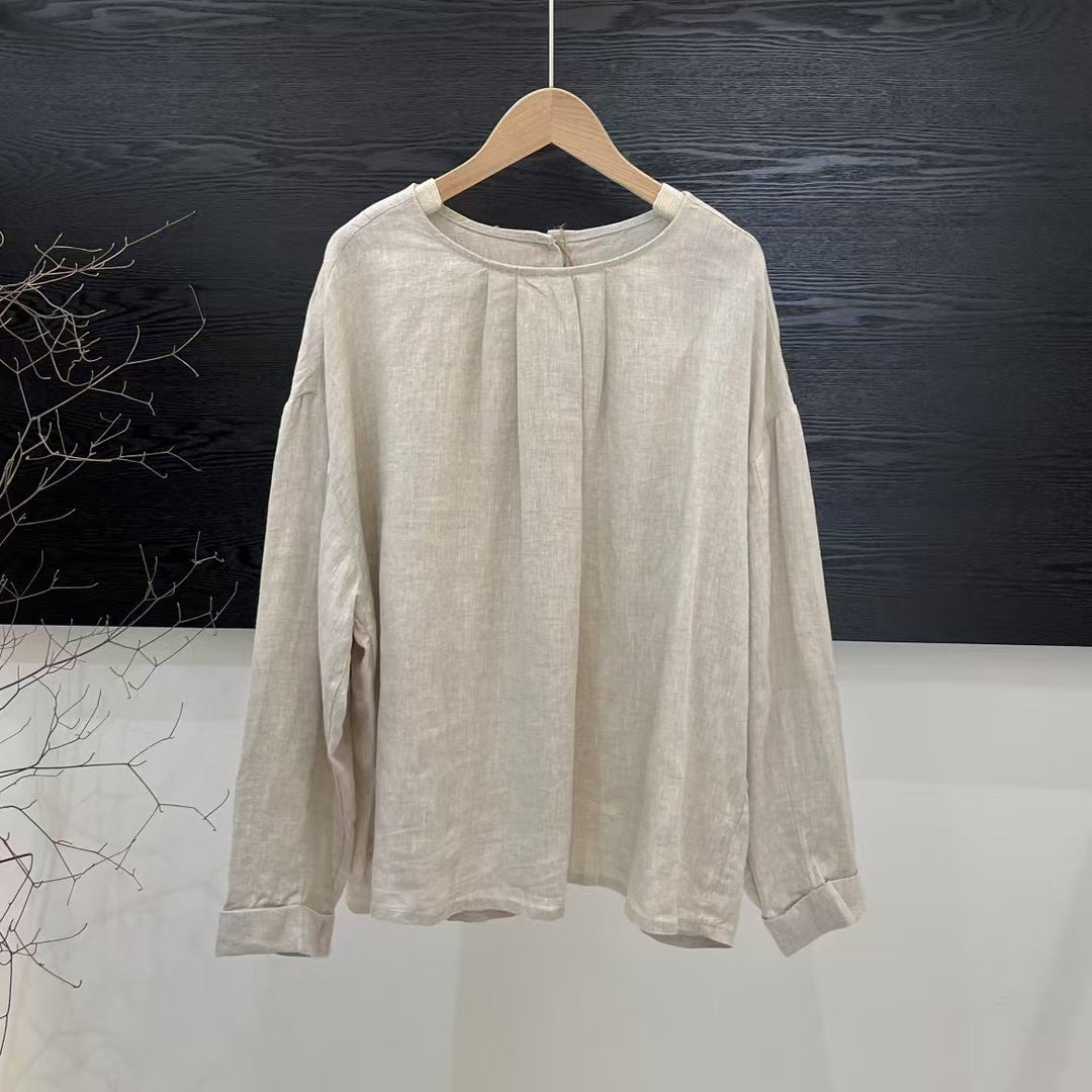 Femme Relaxed Fit Langærmet Plisseret Top Stilla