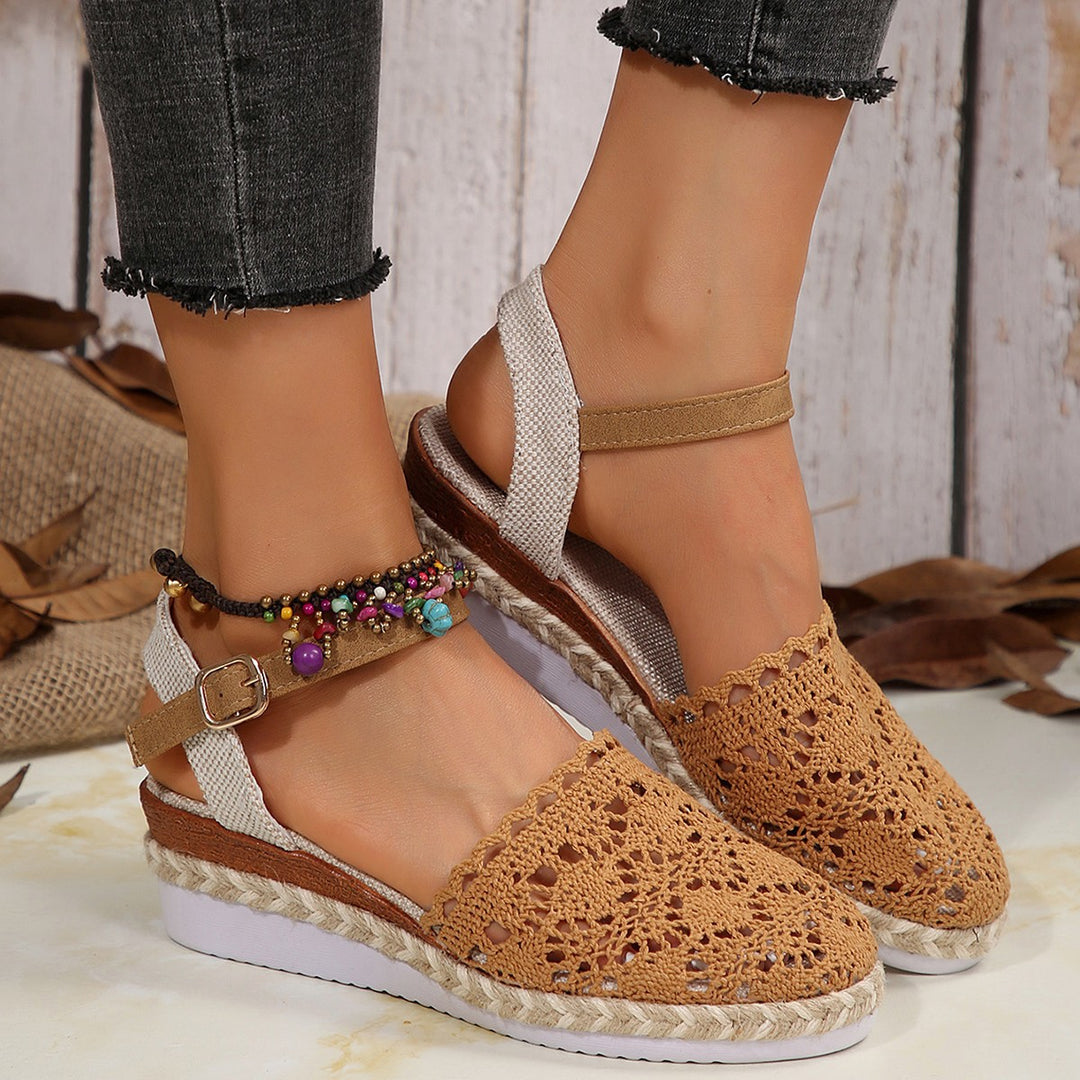 Dame sommerlige Espadriller med luftig hækle-look og justerbar rem Stilla