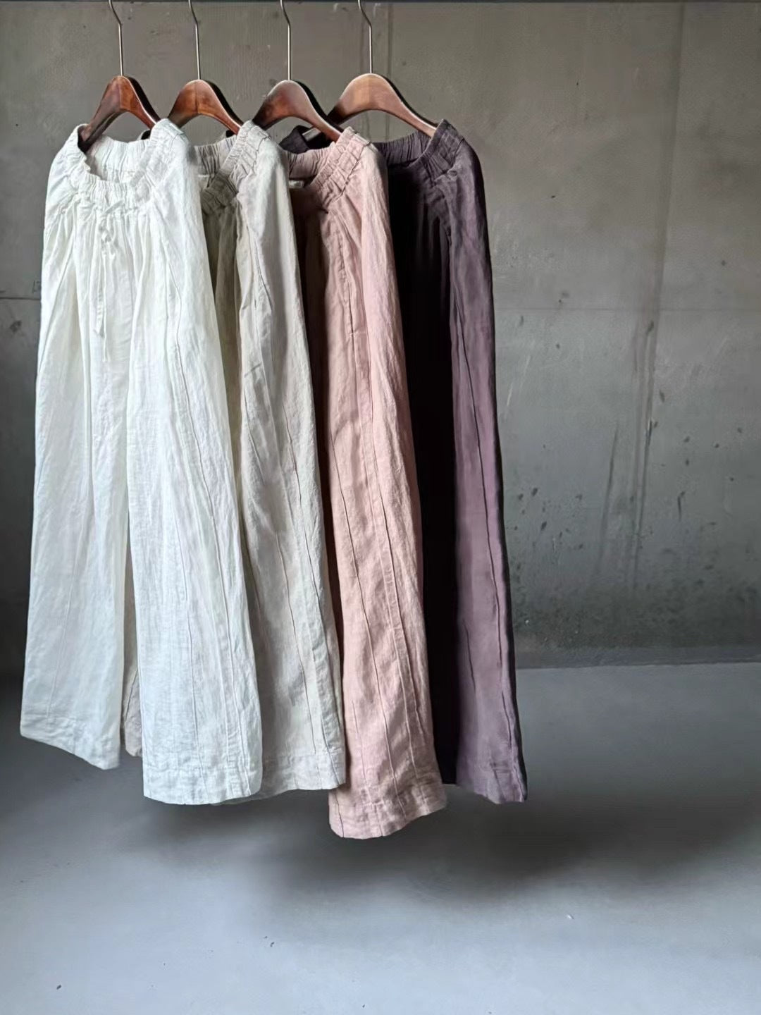 Dame Relaxed Fit Højtaljede Linned Culottes med justerbar snortræk Stilla