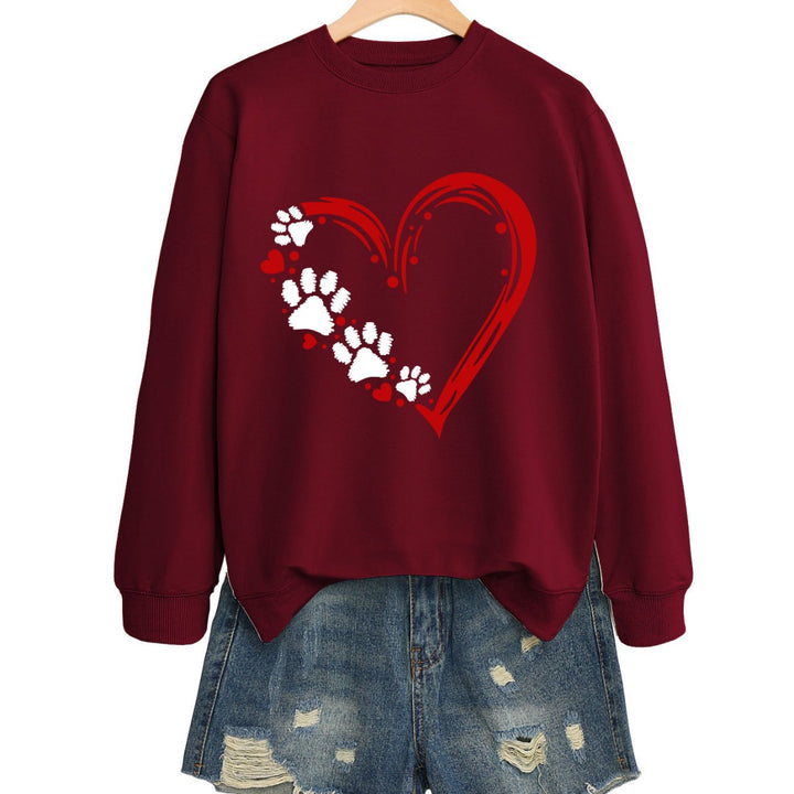 Kvinders sweatshirts med kreativt hjerte- og pote-design Stilla