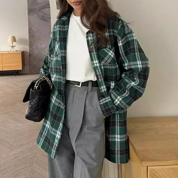 Femme Oversized flannel skjorte Stilla