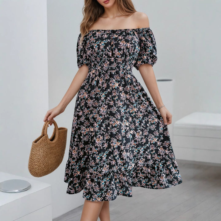 Dame Off-Shoulder Kjole med blomster mønstre og flæser Stilla