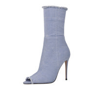 Femme Open-Toe Stilettoer med Ruffle Kant Stilla
