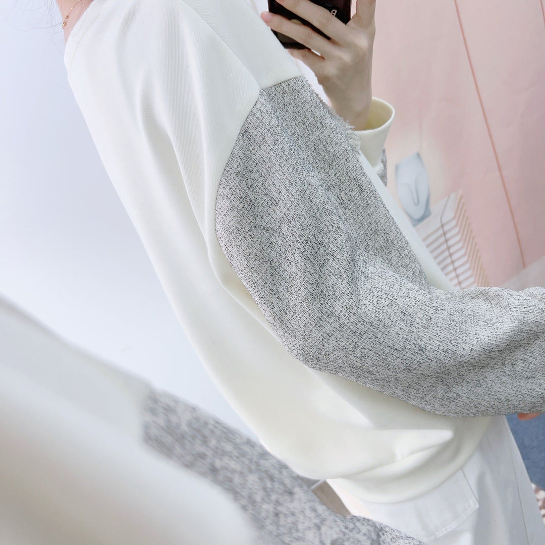 Dame casual sweatshirt med unikke ærmer og hjerte-applikation Stilla