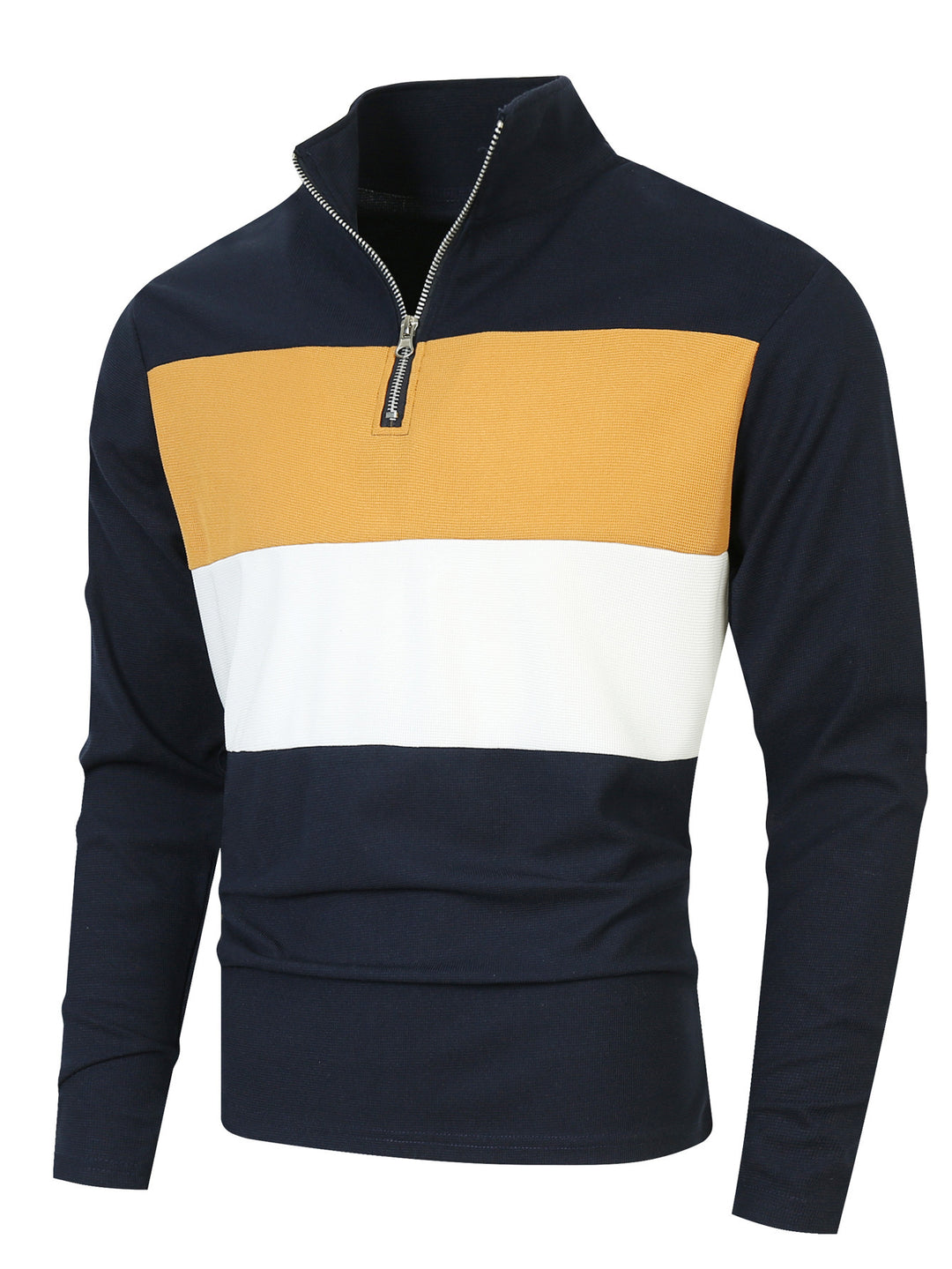 Herrer mode højkrave sweater med lynlås og struktureret design Stilla