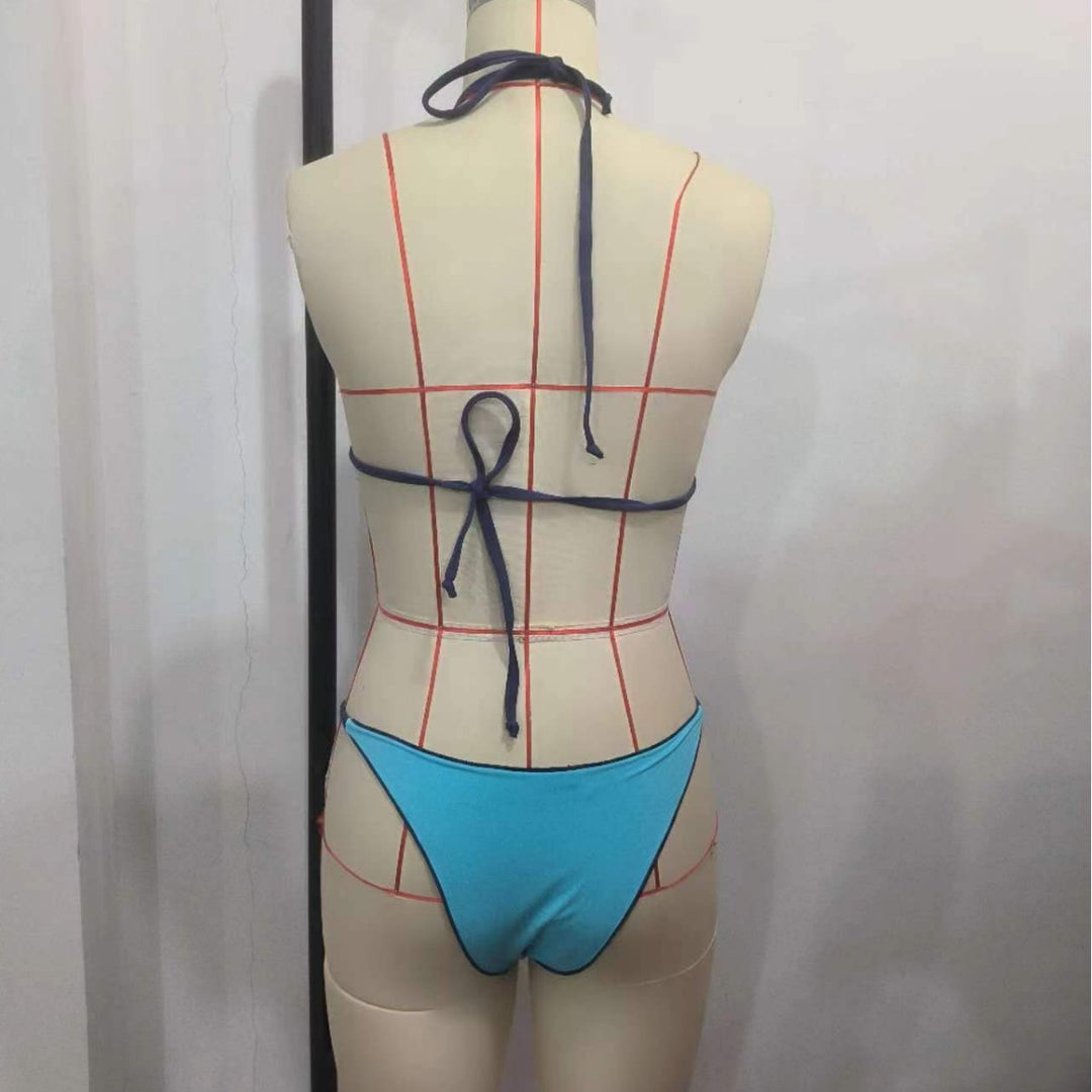 Dame triangel bikini sæt med geometrisk design Skovae