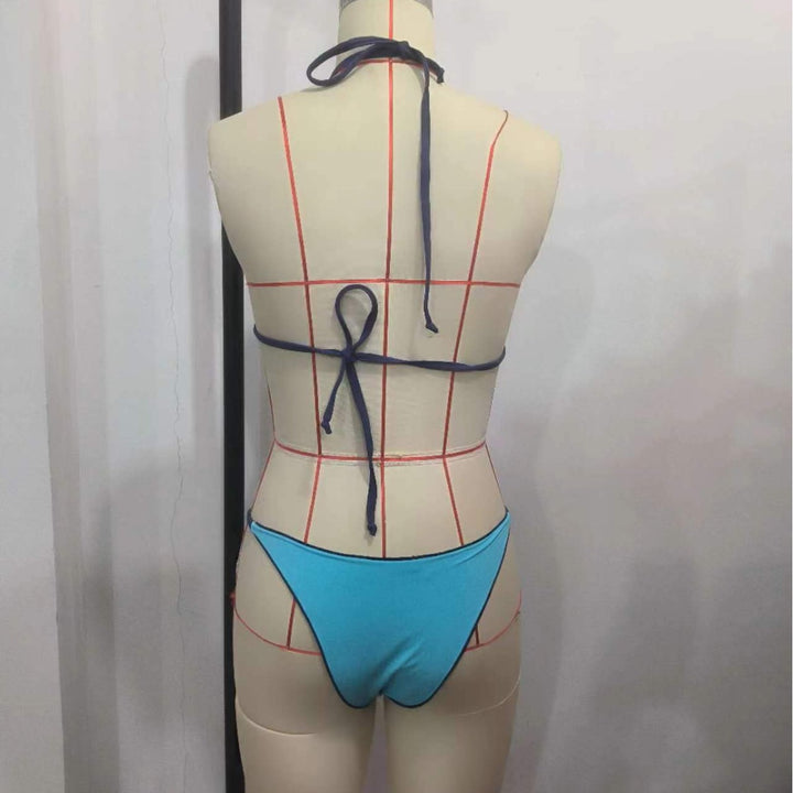 Dame triangel bikini sæt med geometrisk design Skovae