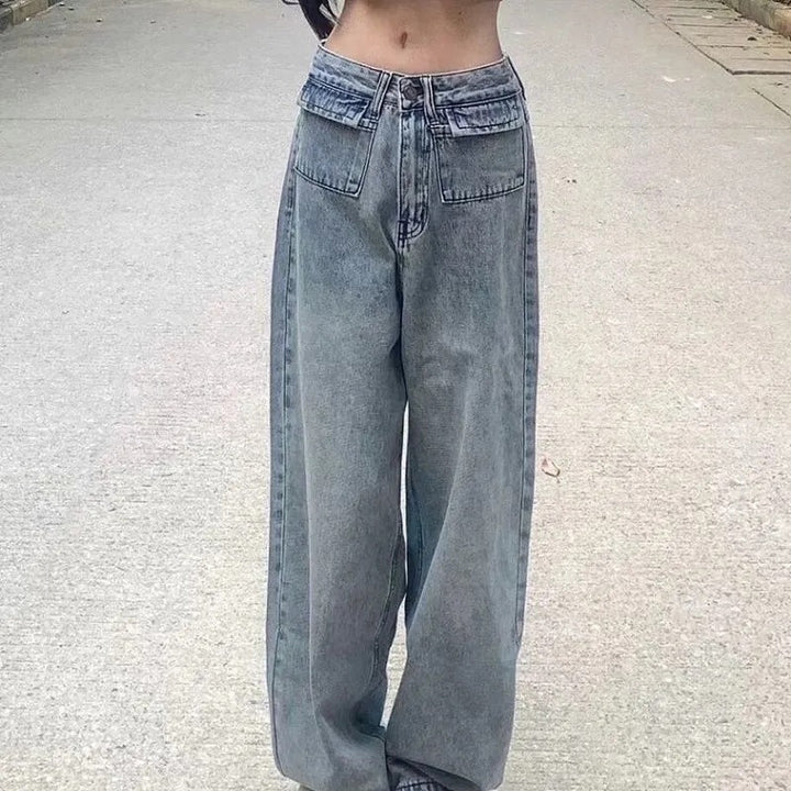 Kvinders løstsiddende denimbukser med høje lommer og vintage vask Stilla