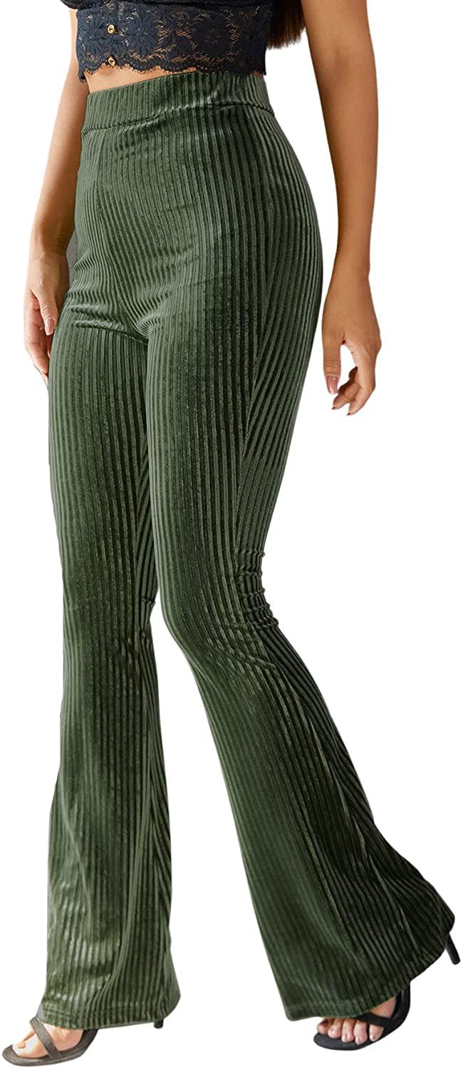 Dame Bootcut-bukser med ribstruktur og høj talje Skovae