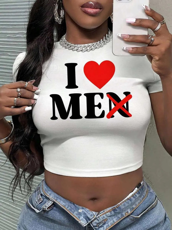 Dame Crop-Top med kunstnerisk statement-tryk Skovae