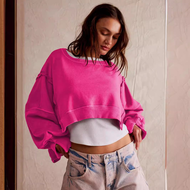 Dame afslappet oversized sweater med voluminøse ærmer og blødt materiale Stilla