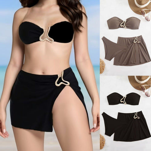Dame Bikini-sæt med elegant bandeau top og moderigtig nederdel-bikini-bukser Stilla
