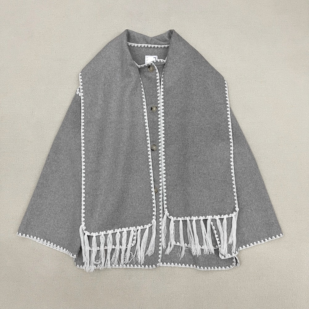 Kvinders elegante og alsidige uld poncho Stilla