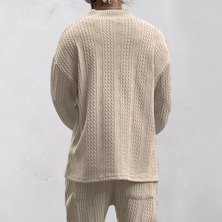 Herrer grovstrik pullover med V-hals og afslappet pasform Stilla