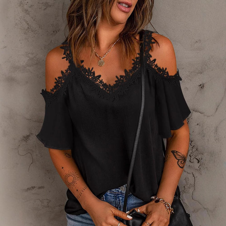 Dame Cold Shoulder Blonde-Detail Top Stilla