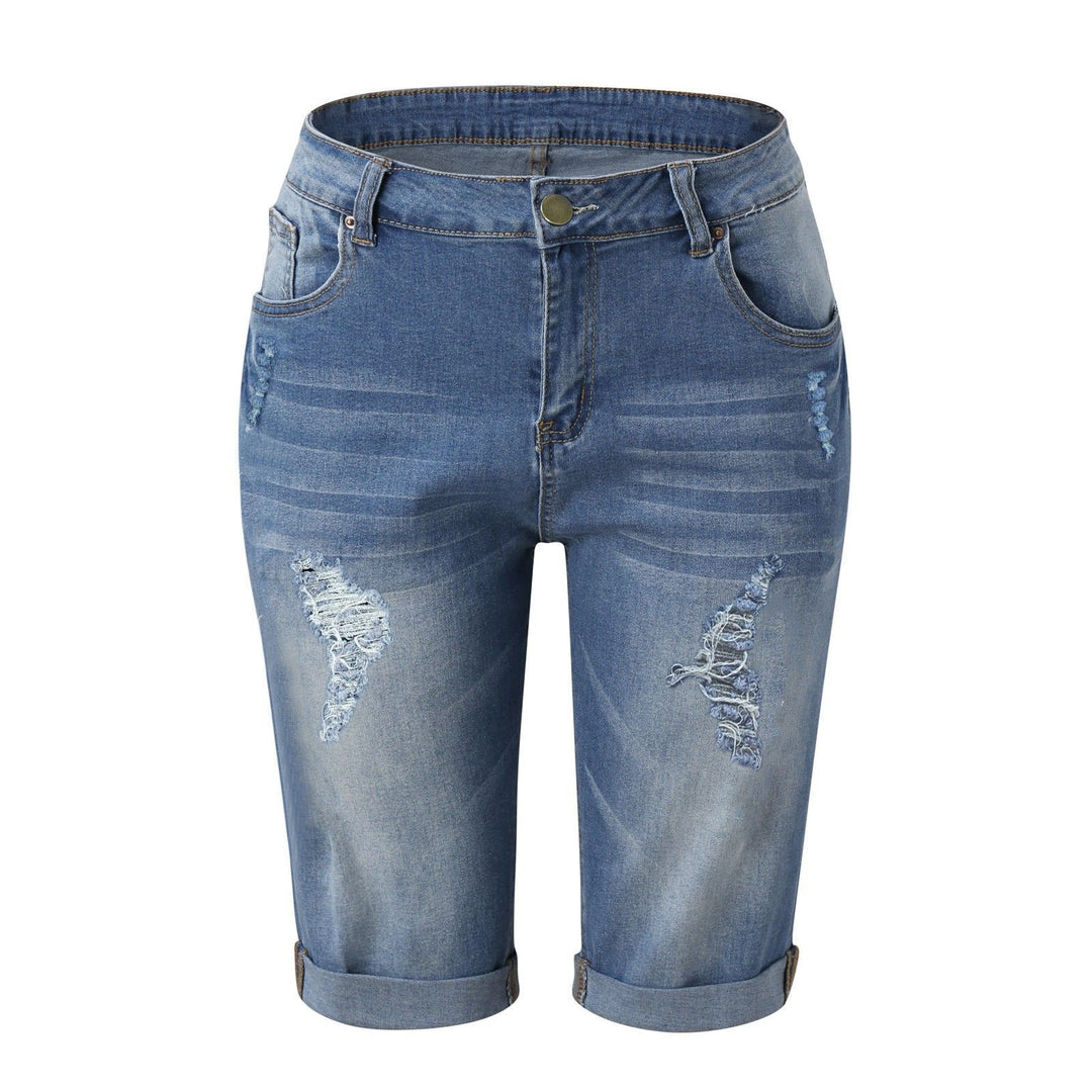 Dame Modeødelagte Denim-Shorts med Høj Talje og Revne Detaljer Skovae
