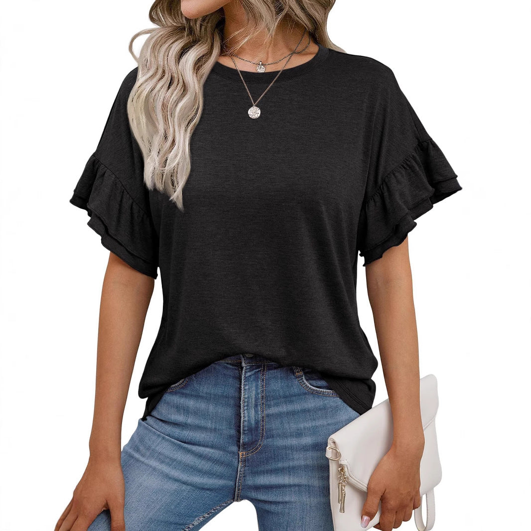 Dame afslappet T-shirt med flæser Stilla