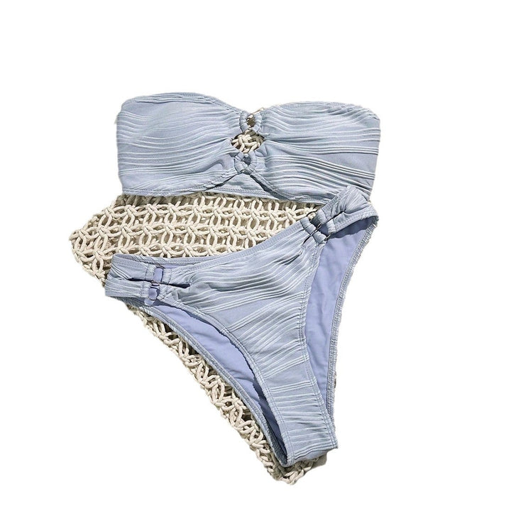 Dame Bandeau-Bikini-sæt med raffinerede folder Skovae