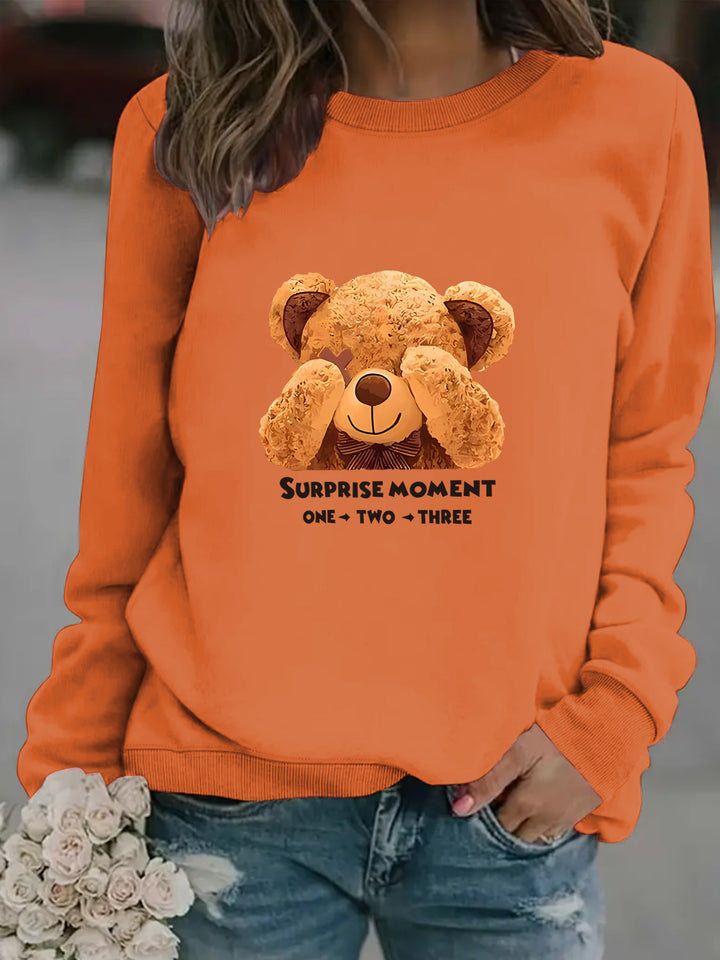 Kvinder Sweatshirt med unikt bjørnemotiv og underholdende sætning Skovae