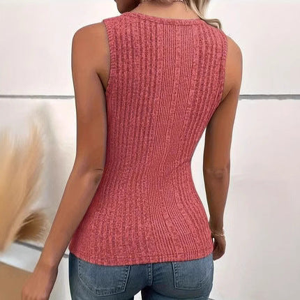 Dame Struktureret Rib-Button-Up Tank Top Stilla