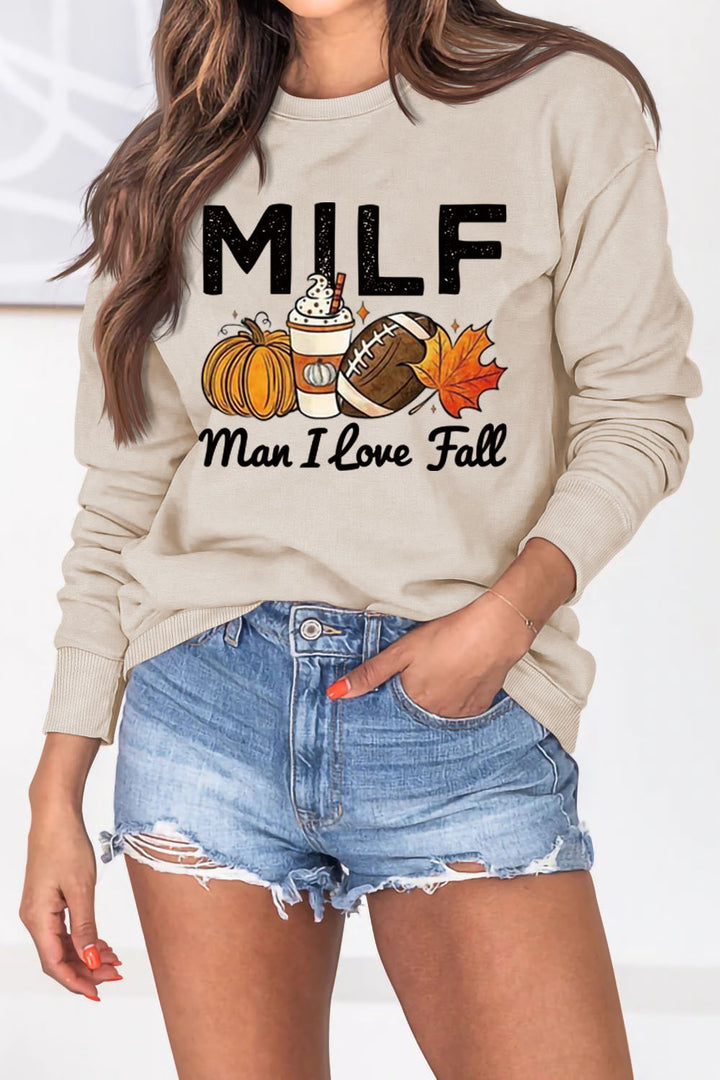 Kvinder sweatshirts med efterårselement motiv og inspirerende tekst Stilla