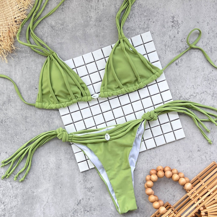 Dame bikini-sæt med justerbare stropper og frynsede detaljer Stilla