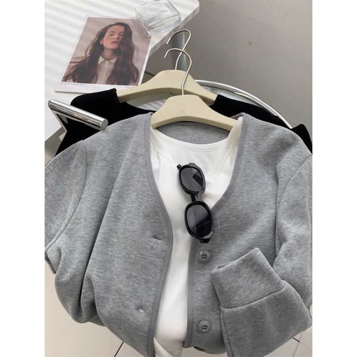 Femme Blød Strikknap-Op Cardigan Pullover Stilla
