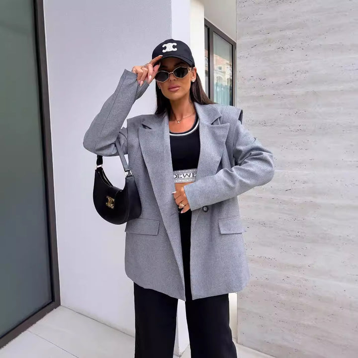 Dame oversized blazerjakke med struktureret snit og afslappet stil Stilla