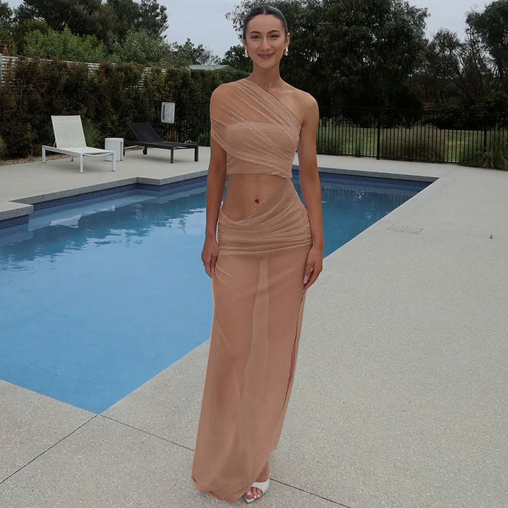 Dame Maxi-kjole med asymmetrisk design og raffineret draperingseffekt Stilla