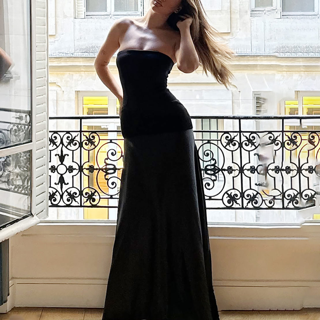 Dame Strapless Aftenkjole med flydende kant og elegant silhuet Stilla