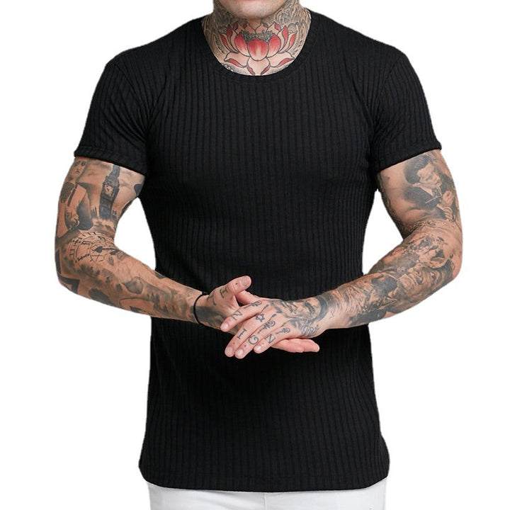 Herrer tætsiddende ribbet T-shirt med åndbart stof Stilla