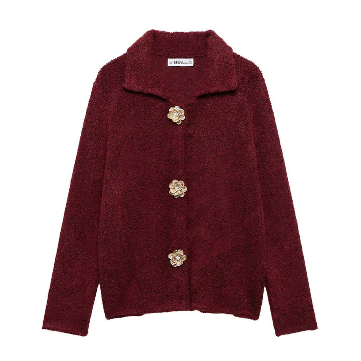 Kvinders Cozy Fleece Jakke med Elegant Knaplukning Stilla
