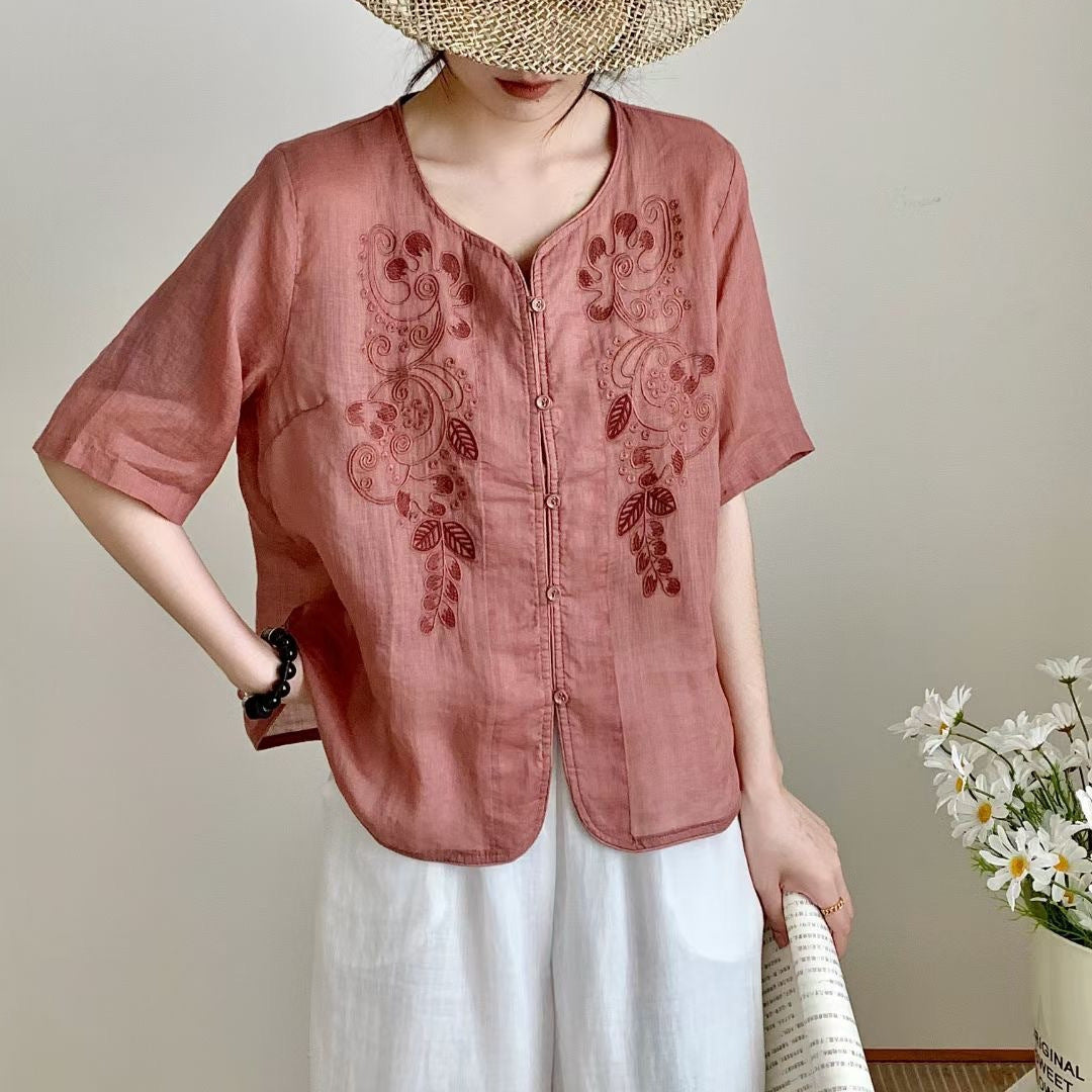 Femme Bestikset Button-Up Linned blouse Stilla