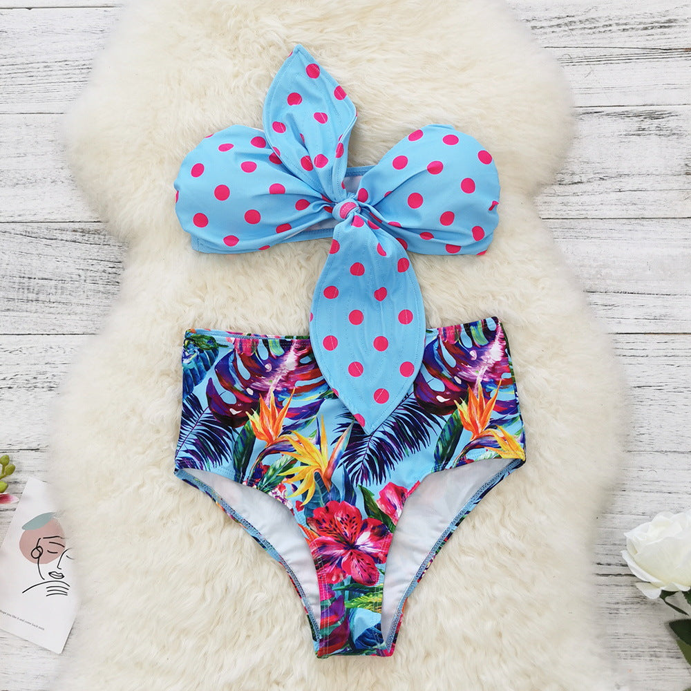 Dame bikini-sæt med glad prikkedesign og høj talje Stilla