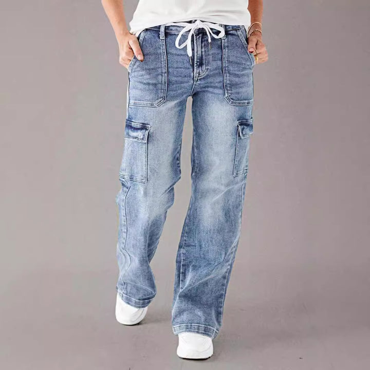 Dame Cargo Jeans med bredt ben og praktiske lommer Stilla