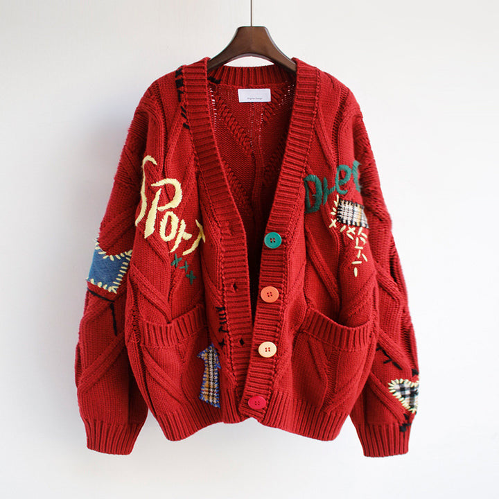 Kvinders cardigan med farverigt broderi Stilla