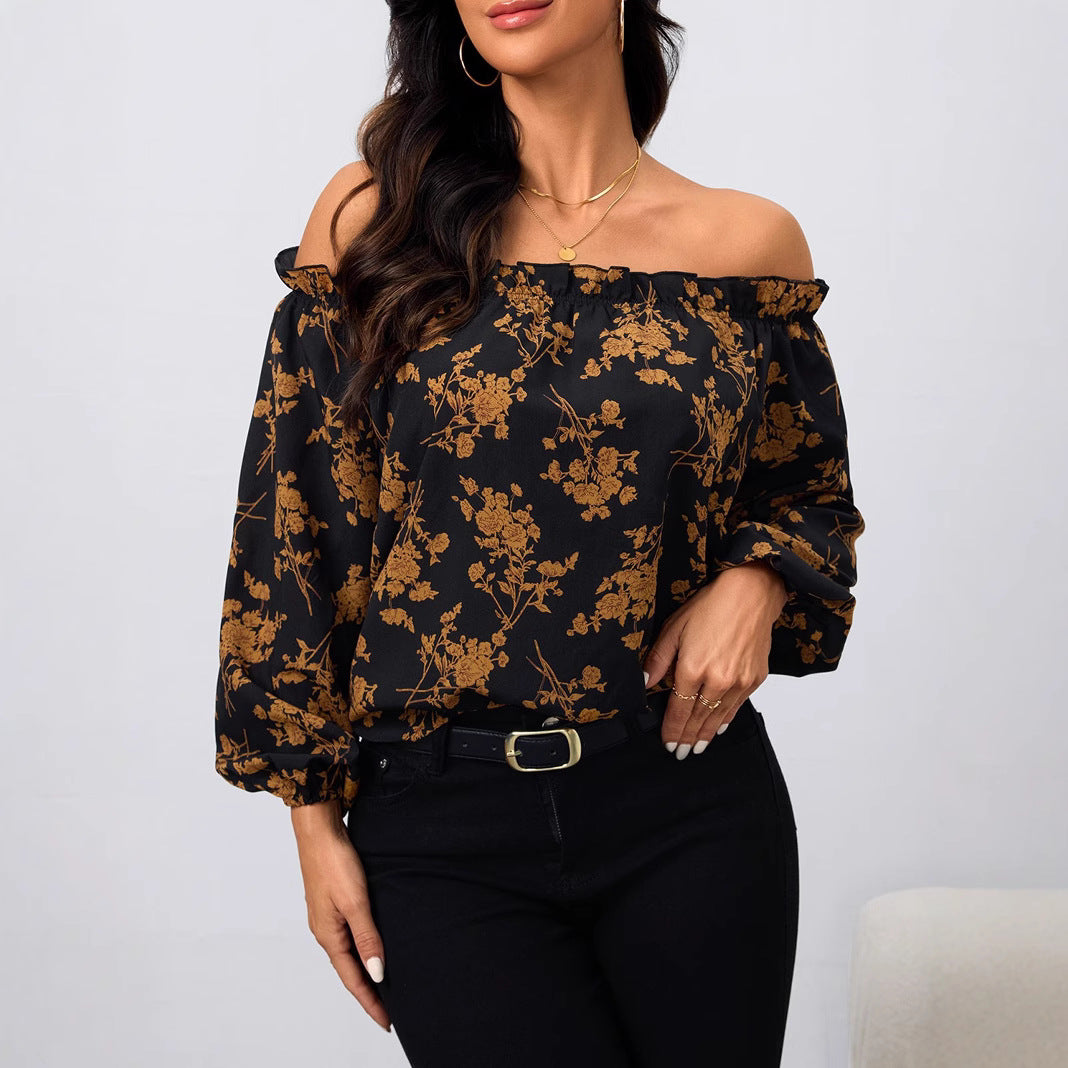 Dame Off-Shoulder Bluse med blomstret design og elastisk bånd Stiila