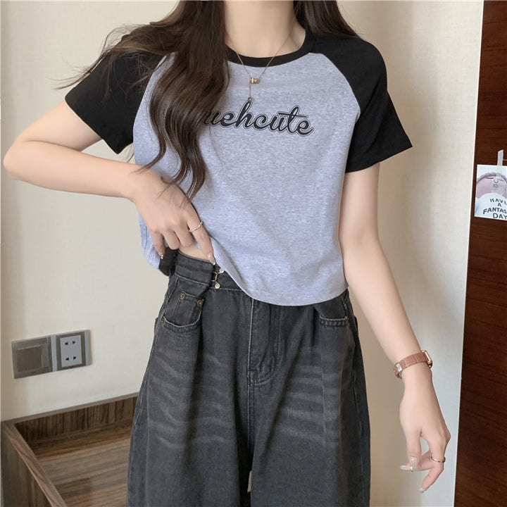 Femme Kontrast Ærme Grafik T-Shirt Stilla