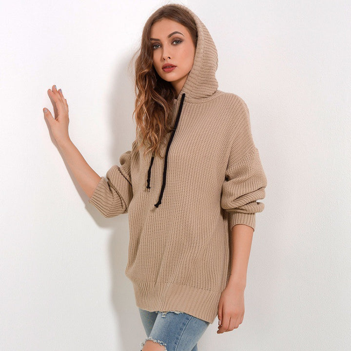 Kvinder Oversized Strik Sweater med Hætte Stilla