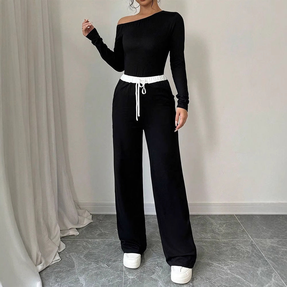Damer Elegant jumpsuit med asymmetrisk overdel og bred ben Skovae